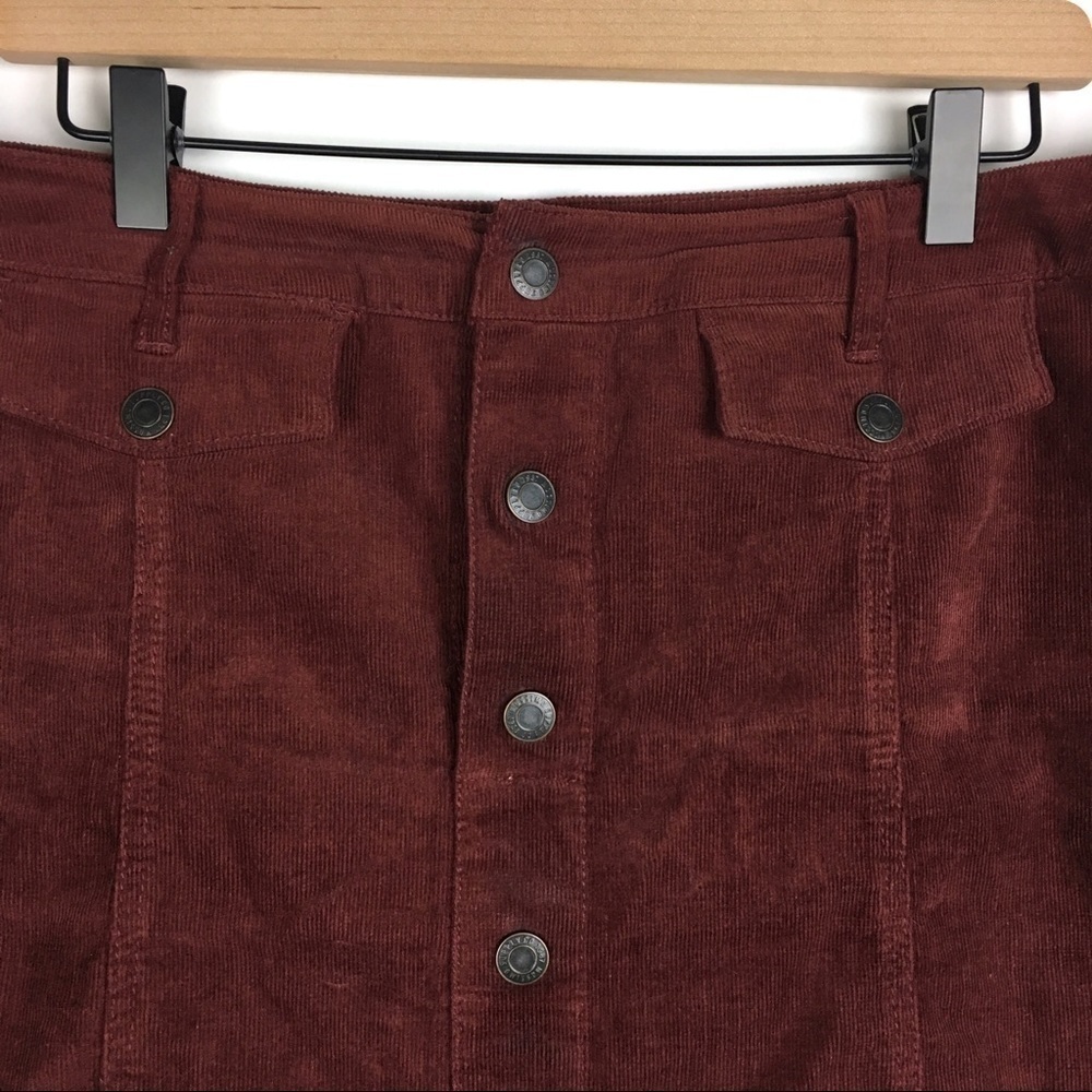 MOSSIMO Skirt Corduroy Ribbed Mini Rust Red Brown Snap Dark Academia Size 14 - Picture 2 of 11